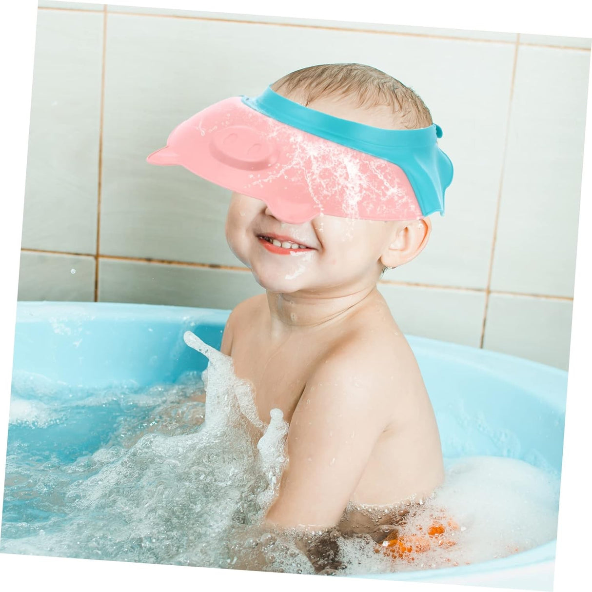 Viziera De Protectie Baie Pentru Copii, Fippy, Model Purcelus, Dimensiune Ajustabila, Durabil, Usor De Curatat, Impotriva Samponului, Pentru Ochi Si Urechi, Tpe+Pp, 23X23 Cm - vivimall.ro