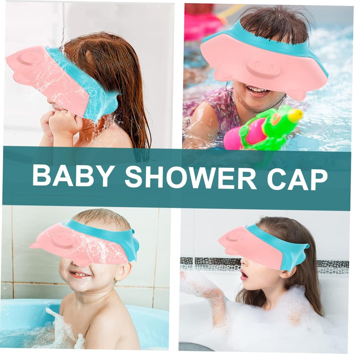 Viziera De Protectie Baie Pentru Copii, Fippy, Model Purcelus, Dimensiune Ajustabila, Durabil, Usor De Curatat, Impotriva Samponului, Pentru Ochi Si Urechi, Tpe+Pp, 23X23 Cm - vivimall.ro