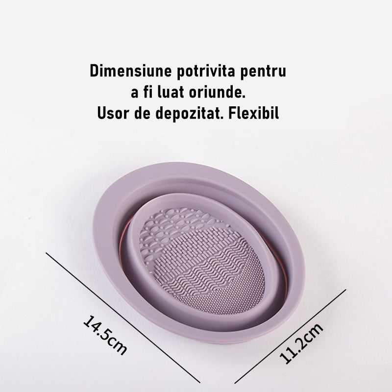Accesoriu Din Silicon Pentru Curatarea Accesoriilor Makeup, Pensule, Buretei, 14.5 X 11,5 Cm, 2 Moduri De Utilizare, Pliabil - vivimall.ro