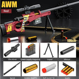 Pusca de Jucarie AWM Ultrarealista, Vivimall, Manuala, cu Luneta, 10 de Proiectile din Spuma Moale, 5 Cartuse, 106 cm, 14 ani+, Rosu - vivimall.ro