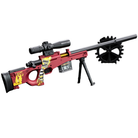 Pusca de Jucarie AWM Ultrarealista, Vivimall, Manuala, cu Luneta, 10 de Proiectile din Spuma Moale, 5 Cartuse, 106 cm, 14 ani+, Rosu - vivimall.ro