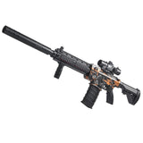 Pusca de Jucarie M416 Ultrarealista, Vivimall, cu Luneta, 10 de Proiectile din Spuma Moale, fara Cartuse, 95 cm, 8 ani+, Negru Portocaliu - vivimall.ro