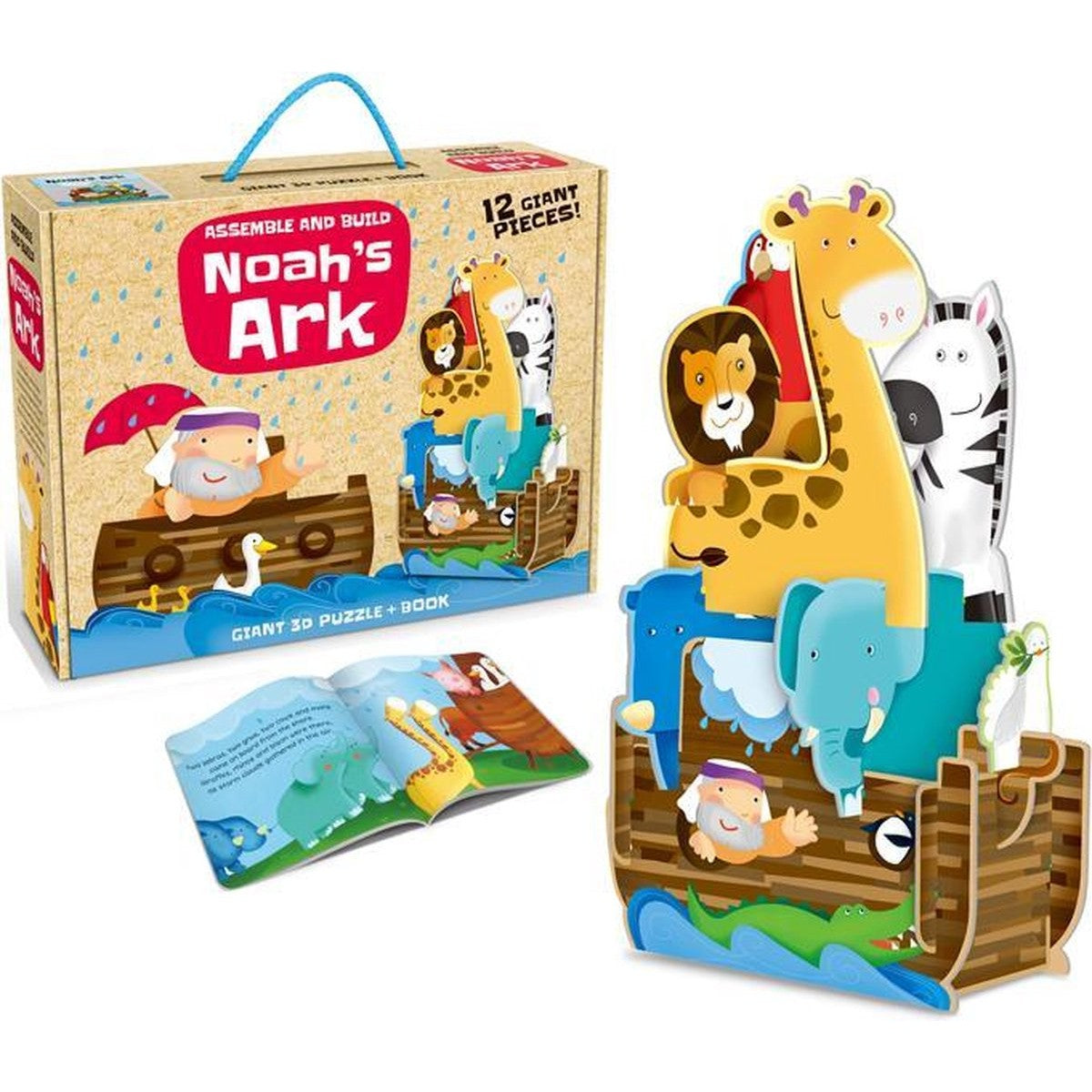 Puzzle 3D Pentru Copii, Arca Lui Noe, 12 Piese, Carte Cu Povestea Lui Noe Si Animalele De Pe Arca, Joc Distractiv, + 3 Ani
