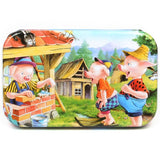 Puzzle 60 De Piese Din Lemn In Cutie Metalica, Model Cei Trei Purcelusi, Educativ, Dezvoltare Abilitati Cognitive, Pentru Prescolari, 22.5X13.5 Cm, Multicolor - vivimall.ro