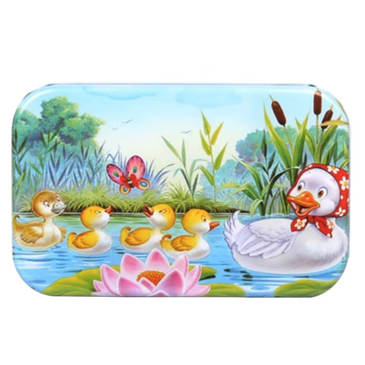 Puzzle 60 de Piese din Lemn in Cutie Metalica, Flippy, Model Ratuste, Educativ, Dezvoltare Abilitati Cognitive, pentru Prescolari, 22.5x13.5 cm, Multicolor