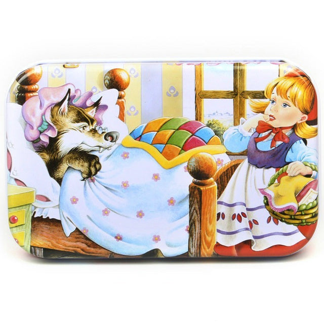 Puzzle 60 De Piese Din Lemn In Cutie Metalica, Model Scufita Rosie, Educativ, Dezvoltare Abilitati Cognitive, Pentru Prescolari, 22.5X13.5 Cm, Multicolor - vivimall.ro