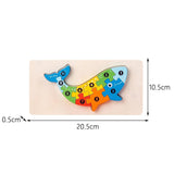 Puzzle lemn 3D Flippy model Balenă asamblat, detaliu culori vibrante și textură lemn natural