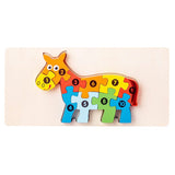 Puzzle din lemn 3D Flippy Magarus, 11 piese multicolor, vedere frontală completă, recomandat 0-3 ani