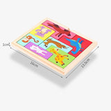 Puzzle Din Lemn Tip Tetris, +4 Ani, Cu Animale Colorate 3D, 7 Piese - vivimall.ro