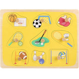 Puzzle Montessori Din Lemn Pentru Copii, 0-3 Ani, 3D, Model Sporturi, Educativ, Intuitiv, Creativ, 9 Piese, 30X22.5X0.8 Cm, Multicolor - vivimall.ro