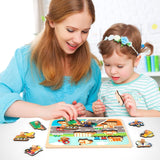 Puzzle Montessori Din Lemn Pentru Copii, 0-3 Ani, 3D, Model Transporturi, Educativ, Intuitiv, Creativ, 9 Piese, 30X22.5X0.8 Cm, Multicolor - vivimall.ro