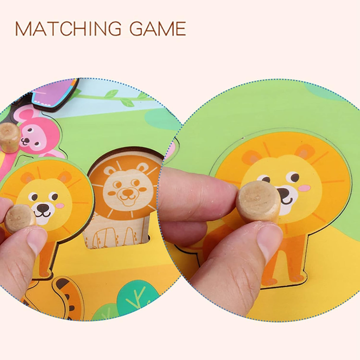 Puzzle Montessori Din Lemn Pentru Copii, 0-3 Ani, Model Animale Din Jungla, Educativ, Intuitiv, Creativ, 9 Piese, 30X22.5X0.8 Cm, Multicolor - vivimall.ro