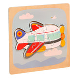 Puzzle Montessori Din Lemn Pentru Copii, 3D, 0-3 Ani, Model Avion, Educativ, Intuitiv, Creativ, 6 Piese, 15X15X0.5 Cm, Multicolor - vivimall.ro