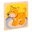 Puzzle Montessori Din Lemn Pentru Copii, 3D, 0-3 Ani, Model Catel, Educativ, Intuitiv, Creativ, 3 Piese, 15X15X0.5 Cm, Multicolor - vivimall.ro