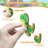 Puzzle Montessori din Lemn pentru Copii, Flippy, 3D, 0-3 Ani, Model Dinozauri, Educativ, Intuitiv, Creativ, 8 Piese, 30x22.5x0.8 cm, Multicolor