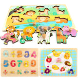 Puzzle Montessori din Lemn pentru Copii, Flippy, 3D, 0-3 Ani, Model Fructe, Educativ, Intuitiv, Creativ, 9 Piese, 30x22.5x0.8 cm, Multicolor