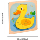 Puzzle Montessori Din Lemn Pentru Copii, 3D, 0-3 Ani, Model Ratusca, Educativ, Intuitiv, Creativ, 5 Piese, 15X15X0.5 Cm, Multicolor - vivimall.ro