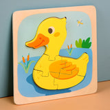 Puzzle Montessori Din Lemn Pentru Copii, 3D, 0-3 Ani, Model Ratusca, Educativ, Intuitiv, Creativ, 5 Piese, 15X15X0.5 Cm, Multicolor - vivimall.ro