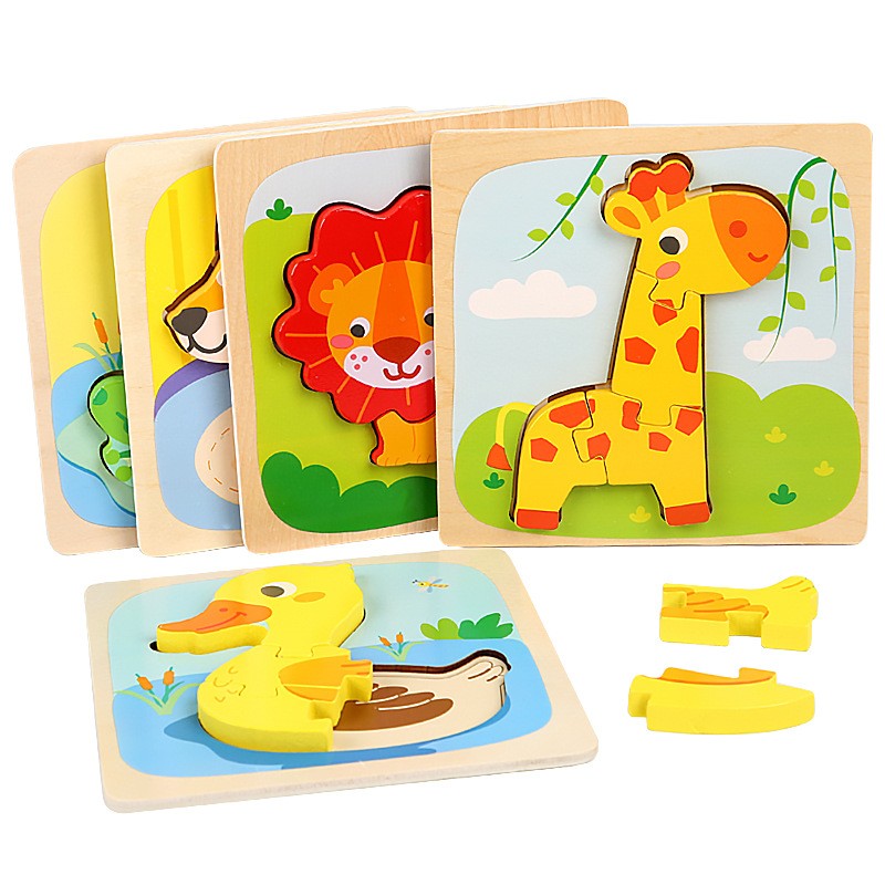 Puzzle Montessori Din Lemn Pentru Copii, 3D, 0-3 Ani, Model Ratusca, Educativ, Intuitiv, Creativ, 5 Piese, 15X15X0.5 Cm, Multicolor - vivimall.ro