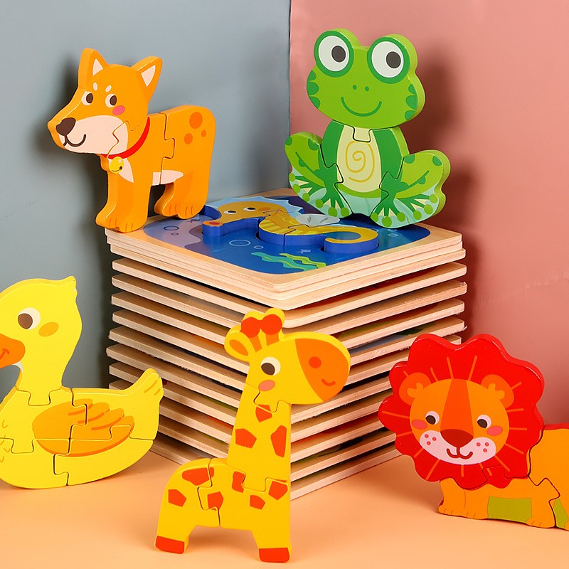 Puzzle Montessori Din Lemn Pentru Copii, 3D, 0-3 Ani, Model Ratusca, Educativ, Intuitiv, Creativ, 5 Piese, 15X15X0.5 Cm, Multicolor - vivimall.ro