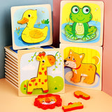 Puzzle Montessori Din Lemn Pentru Copii, 3D, 0-3 Ani, Model Ratusca, Educativ, Intuitiv, Creativ, 5 Piese, 15X15X0.5 Cm, Multicolor - vivimall.ro
