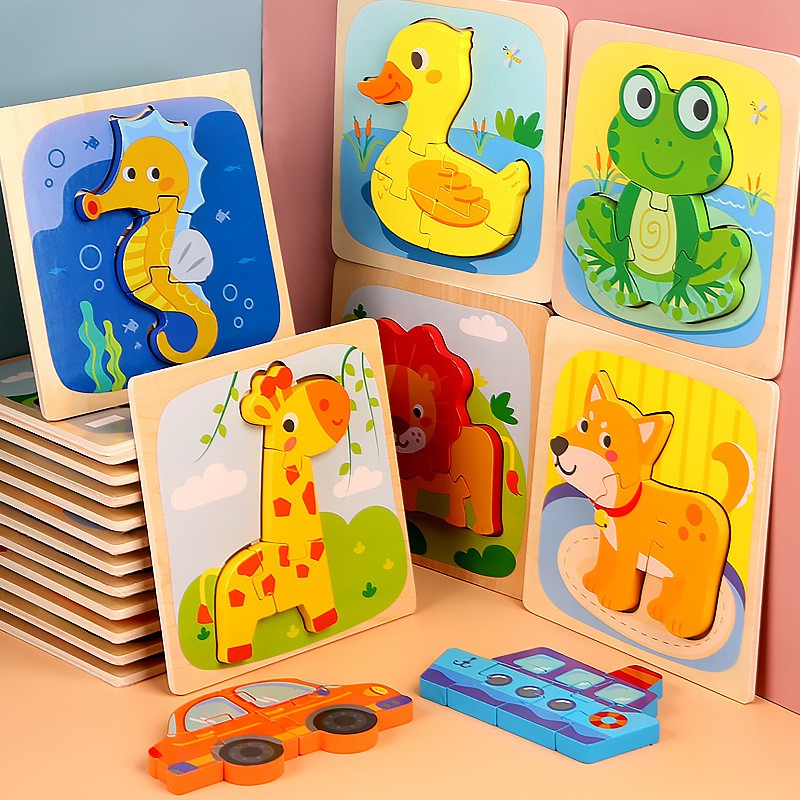 Puzzle Montessori Din Lemn Pentru Copii, 3D, 0-3 Ani, Model Ratusca, Educativ, Intuitiv, Creativ, 5 Piese, 15X15X0.5 Cm, Multicolor - vivimall.ro