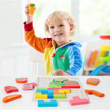 Puzzle Montessori din Lemn pentru Copii, Vivimall, Tip Tetris 2in1 +3 Ani, cu Fructe Colorate 3D, Educativ, Intuitiv, Creativ, 21 de Piese, 28.5x17x1.2 cm, Multicolor - vivimall.ro
