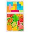 Puzzle Montessori Din Lemn Pentru Copii, Tip Tetris 2In1 +3 Ani, Cu Fructe Colorate 3D, Educativ, Intuitiv, Creativ, 21 De Piese, 28.5X17X1.2 Cm, Multicolor - vivimall.ro