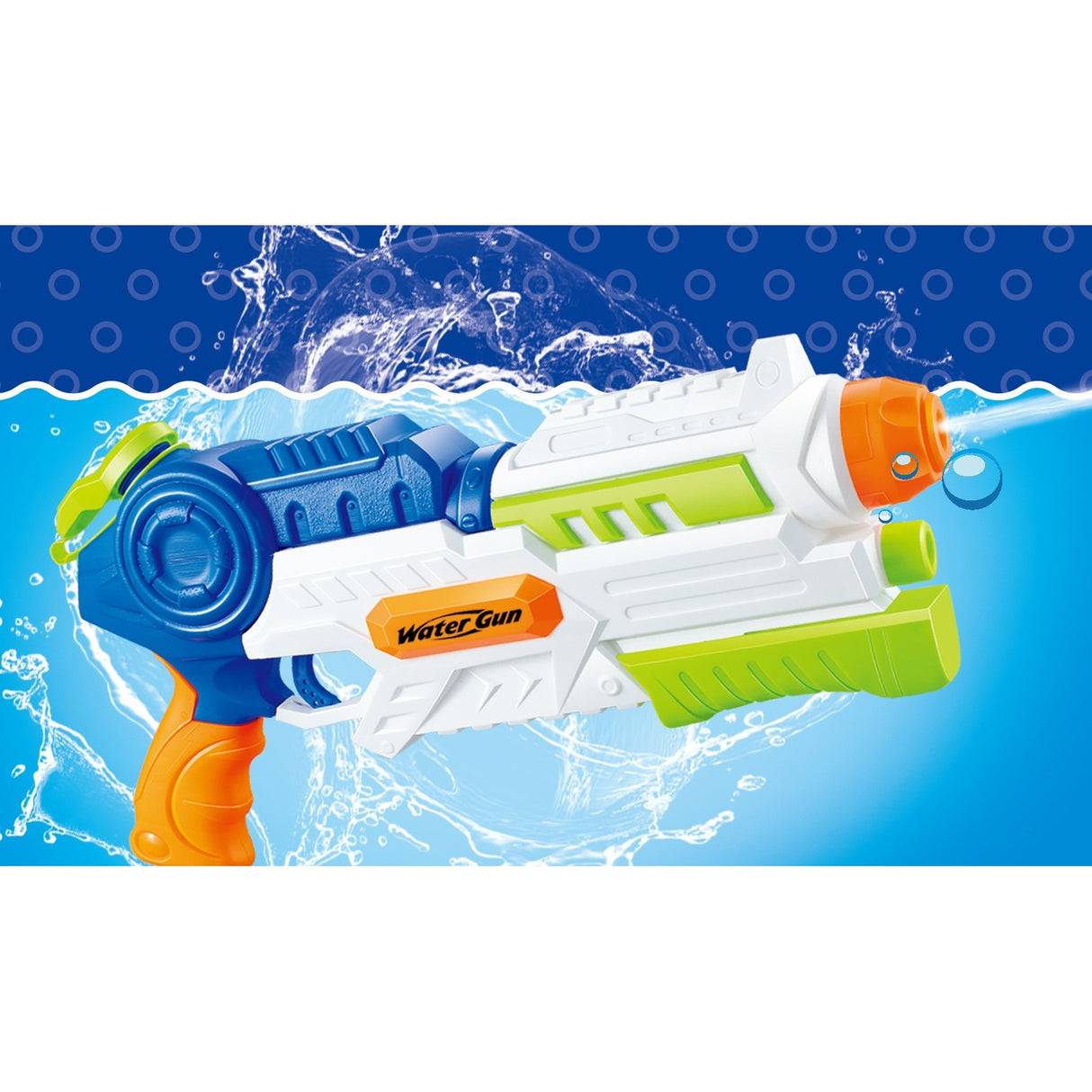 Pistol cu Apa pentru Copii, Rezervor, Pentru Piscina/Plaja, Vivimall, 6ani+, Albastru/Multicolor, 1000ML - vivimall.ro