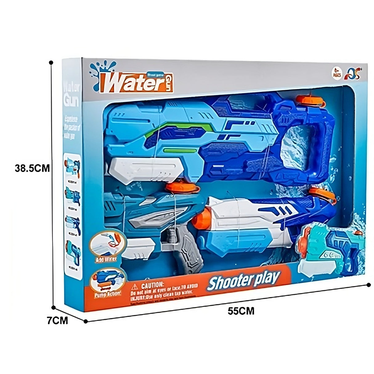 Set 3x Pistol cu Apa pentru Copii, Vivimall, 6ani+, Albastru, 1x 1000 ML +  2x 300 ML - vivimall.ro