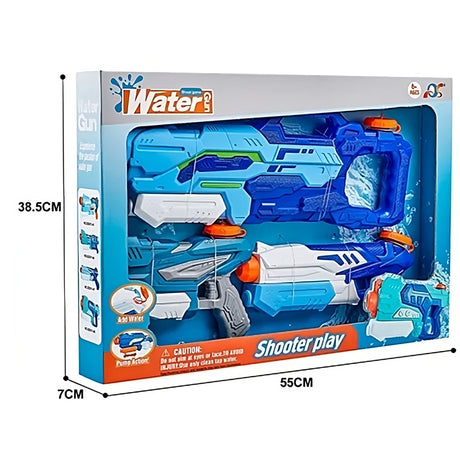 Set 3x Pistol cu Apa pentru Copii, Vivimall, 6ani+, Albastru, 1x 1000 ML +  2x 300 ML - vivimall.ro