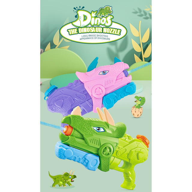 Pistol Cu Apa Pentru Copii, Rezervor, Pentru Piscina/Plaja, 6Ani+, Triceratops, 3 Duze, 640Ml - vivimall.ro