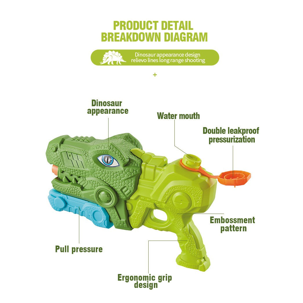 Pistol Cu Apa Pentru Copii, Rezervor, Pentru Piscina/Plaja, 6Ani+, Tiranozaur, 3 Duze, 660Ml - vivimall.ro