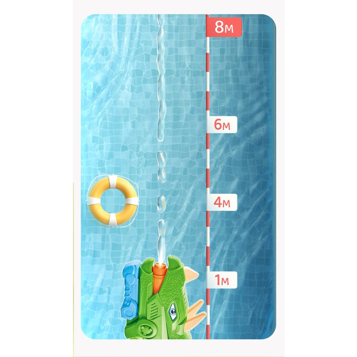 Pistol cu Apa pentru Copii, Rezervor, Pentru Piscina/Plaja, Vivimall, 6ani+, Triceratops, 3 duze, Verde, 1330ML - vivimall.ro