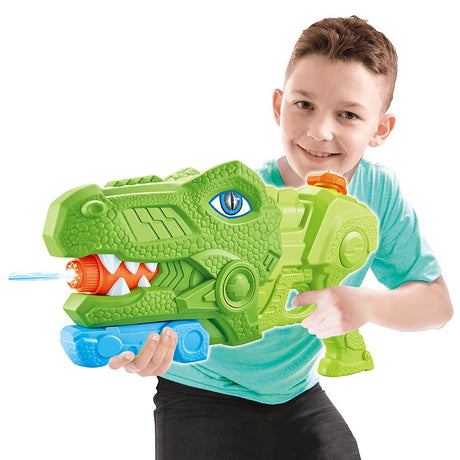 Pistol cu Apa pentru Copii, Rezervor, Pentru Piscina/Plaja, Vivimall, 6ani+, Tiranozaur, 3 duze, Verde, 1440ML - vivimall.ro