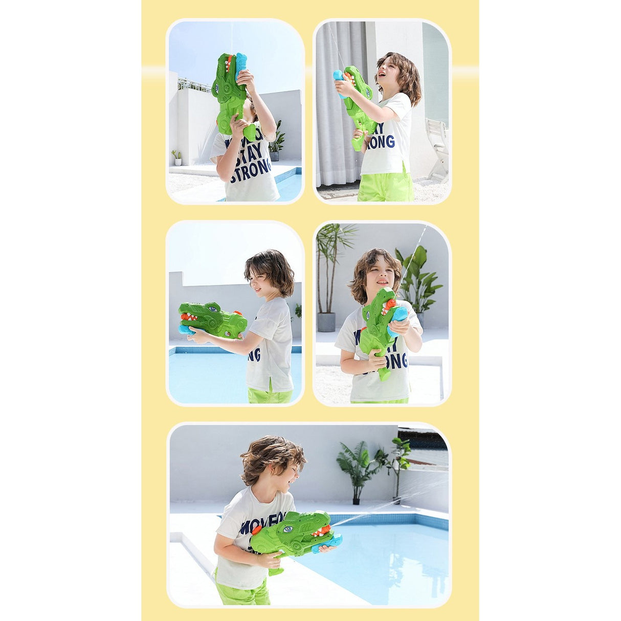 Pistol Cu Apa Pentru Copii, Rezervor, Pentru Piscina/Plaja, 6Ani+, Tiranozaur, 3 Duze, Verde, 1440Ml - vivimall.ro