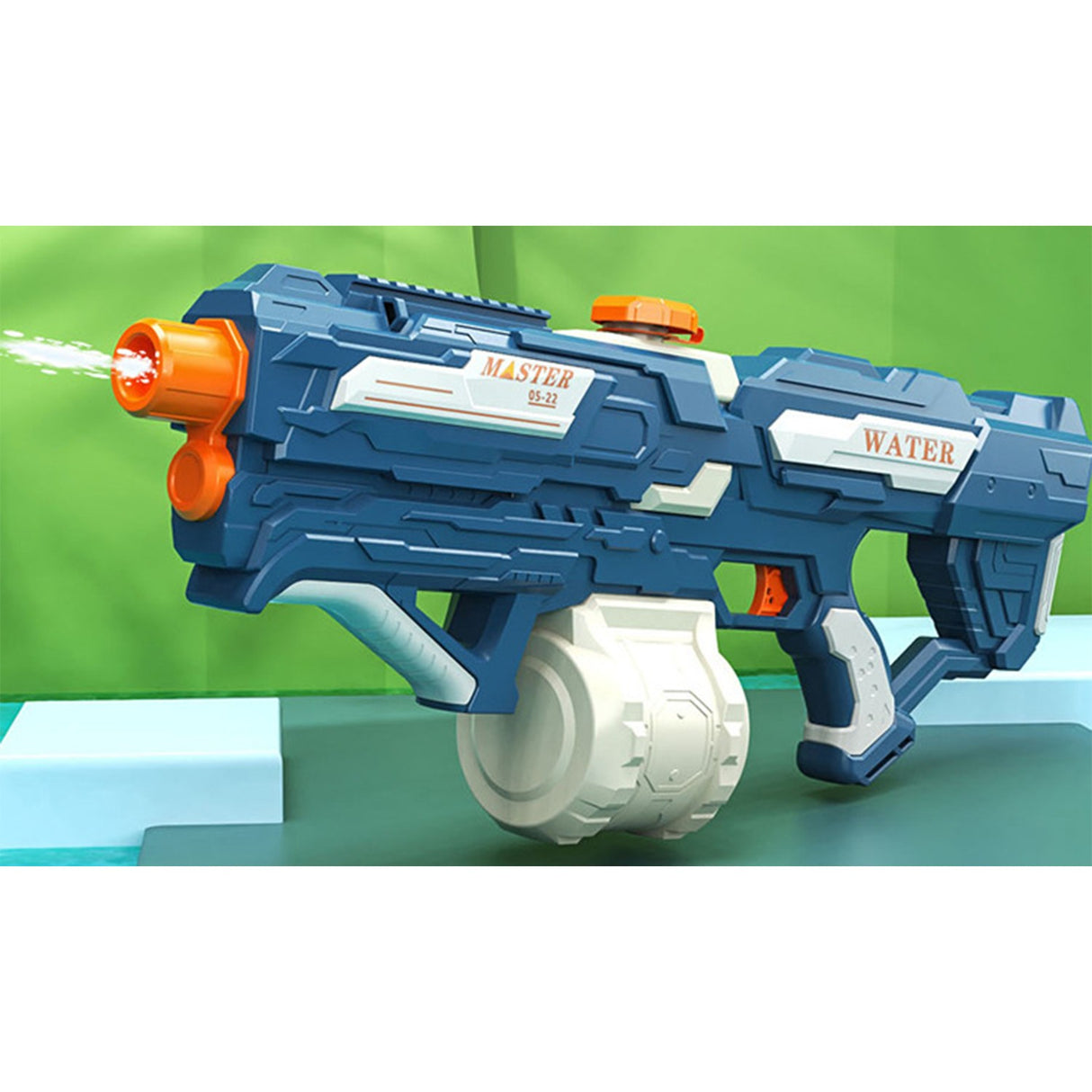 Pistol cu Apa pentru Copii, Rezervor 600ml, Vivimall, 14ani+, cu baterie 1200mAh, Electric Burst, Albastru/Alb, 1000ML - vivimall.ro