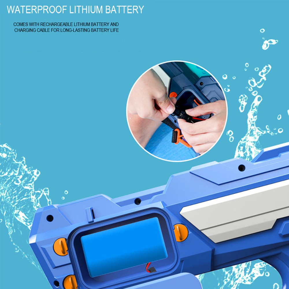 Pistol Cu Apa Pentru Copii, Rezervor 600Ml, 14Ani+, Cu Baterie 1200Mah, Electric Burst, Albastru/Alb, 1000Ml - vivimall.ro