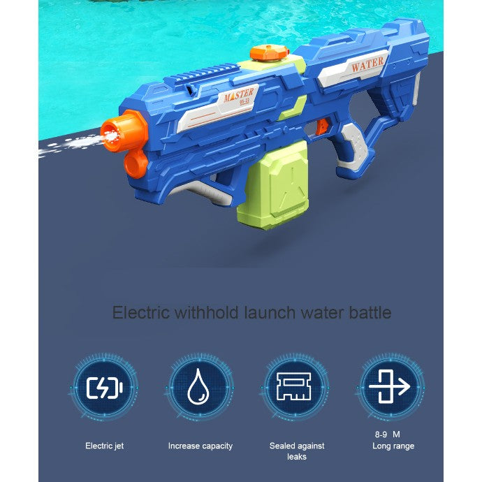 Pistol Cu Apa Pentru Copii, Rezervor 600Ml, 14Ani+, Cu Baterie 1200Mah, Electric Burst, Albastru/Verde, 800Ml - vivimall.ro