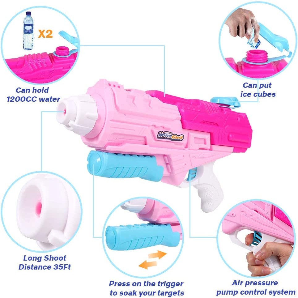 Pistol Cu Apa Pentru Copii, Rezervor, Pentru Piscina/Plaja, 6Ani+, 1250Ml - vivimall.ro