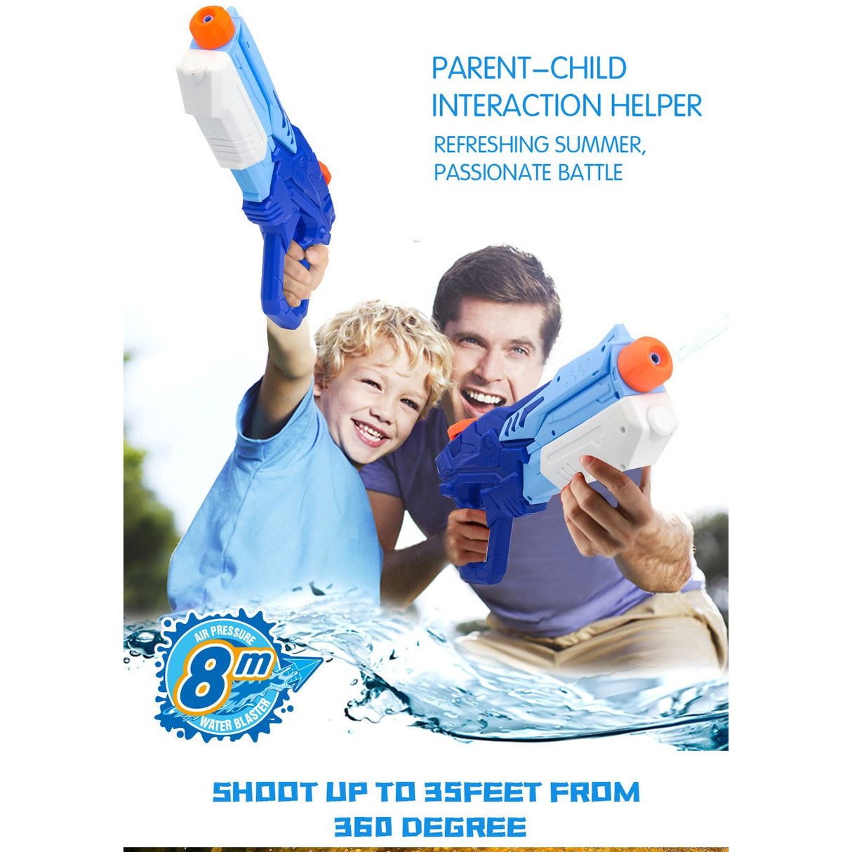 Pistol Cu Apa Pentru Copii, Rezervor, Pentru Piscina/Plaja, 6Ani+, 600Ml - vivimall.ro