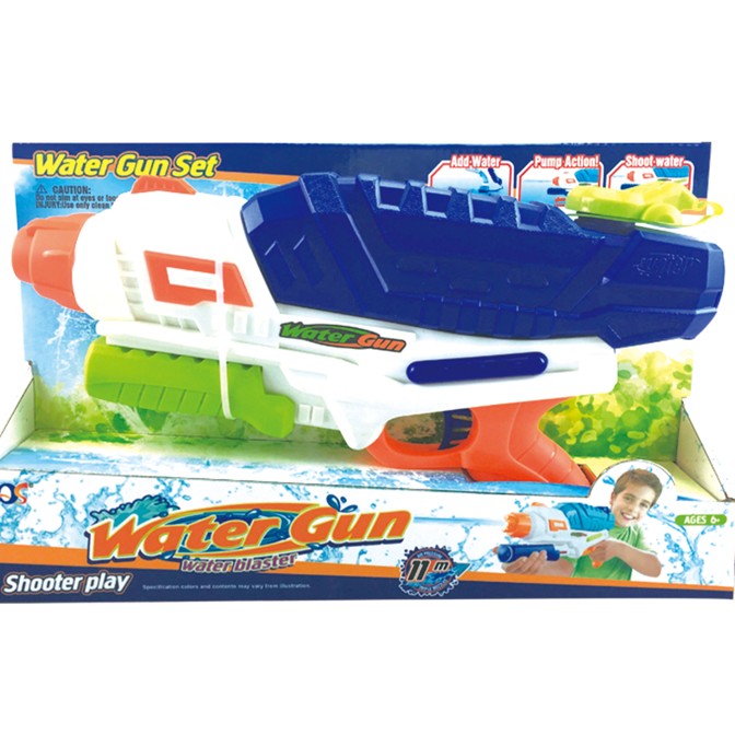 Pistol Cu Apa Pentru Copii, Rezervor, Pentru Piscina/Plaja, 6Ani+, Albastru/Multicolor, 1000Ml, Model 2 - vivimall.ro