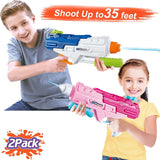 Set 2x Pistol cu Apa pentru Copii, Rezervor, Pentru Piscina/Plaja, Vivimall, 6ani+, Roz + Albastru, 1200 ML - vivimall.ro