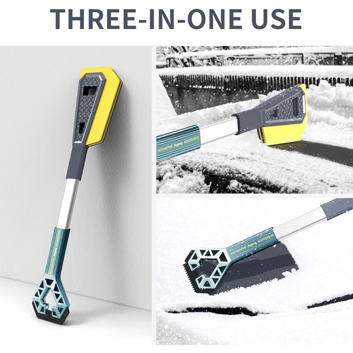 Racleta Auto pentru Zapada cu Doua Capete, Vivimall, Universala, Deszapezire Masina, cu Maner Lung, Ergonomica, Detasabila, pentru Geamuri si Caroserie, Usor de Utilizat, 67x12.5 cm, Albastru - vivimall.ro