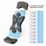 Detaliu mâner ergonomic anti-alunecare racletă Flippy albastră, 12,5x4,5 cm