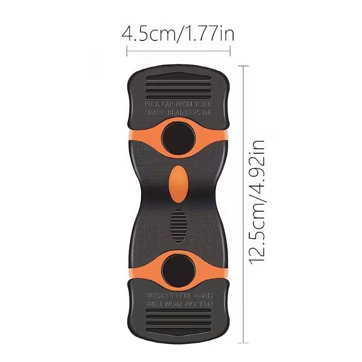 Detaliu mâner ergonomic anti-alunecare racleta Flippy portocalie, 12,5 x 4,5 cm