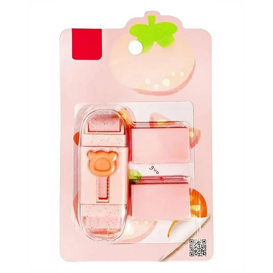 Radiera Retractabila, Vivimall, Model Ursulet, Reglare Push-Pull, Radiera de tip Push, Doua Radiere de Rezerva in set din Cauciuc, Roz deschis - vivimall.ro