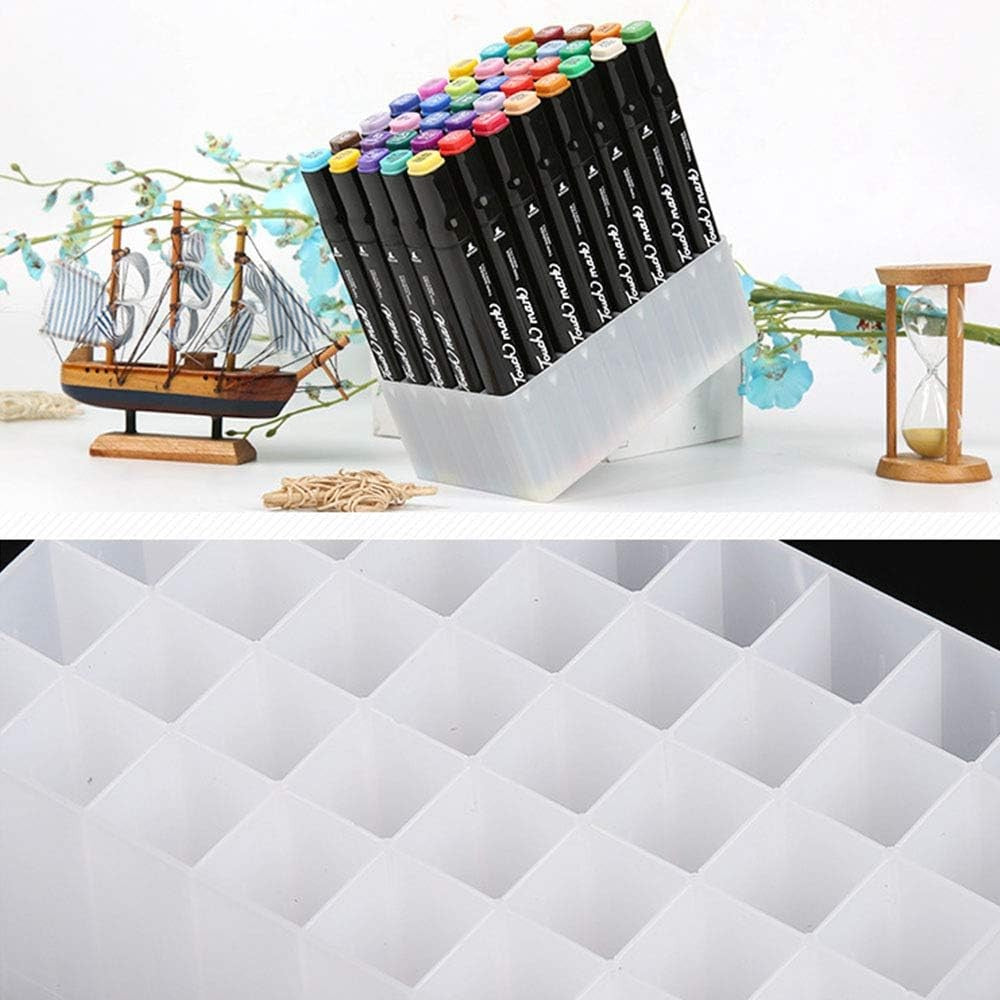 Suport De Depozitare, Vivimall, pentru Markere, Suport Pentru Stilouri, Cutie De Depozitare pentru Birou, Multi-Functionala, 60 Spatii, Alb/Negru - vivimall.ro