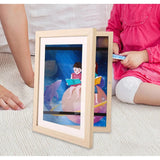 Rama Cutie pentru Foto si Cutie, Vivimall, din Lemn, cu Spatiu Pentru Depozitare, Pentru Desene si Picturi A4, Sticla Securizata, 35 x 26 x 4 cm, 530 g, Maro Lemn - vivimall.ro