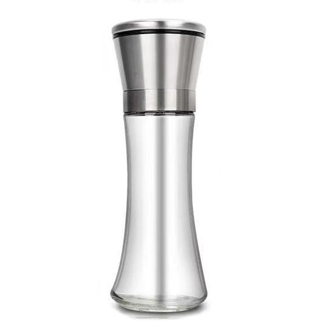 Rasnita Manuala pentru boabe, Vivimall, Rasnita pentru Piper Sare Cafea, din Sticla cu Otel inoxidabil, 19.2 x 6.4 cm, volum 200 ml, Transparenta cu Capac din Inox - vivimall.ro